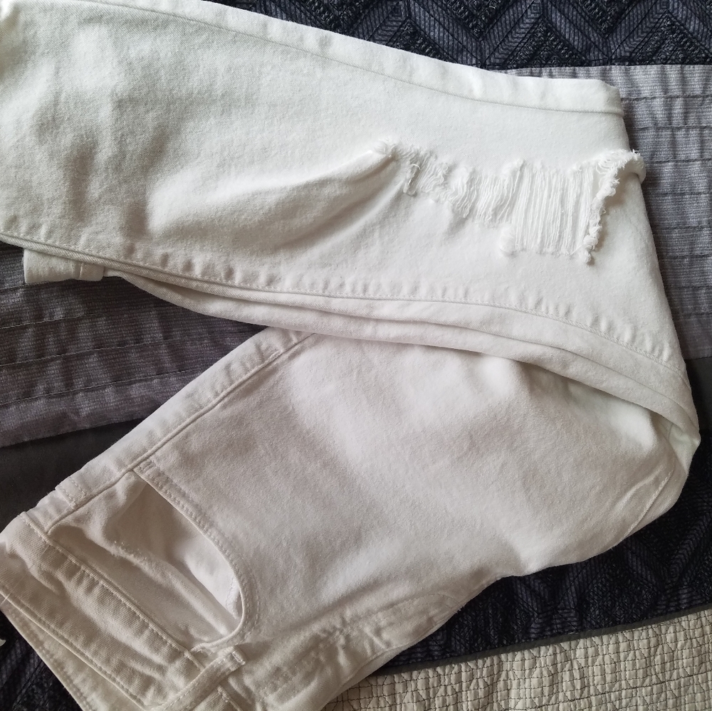 Willow & Root white distressed jeans
